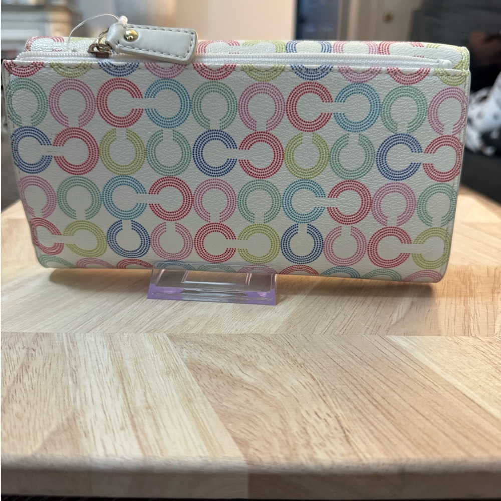 Coach Multicolor Circle Pattern Wallet With Checkbook Insert - Picture 4 of 13